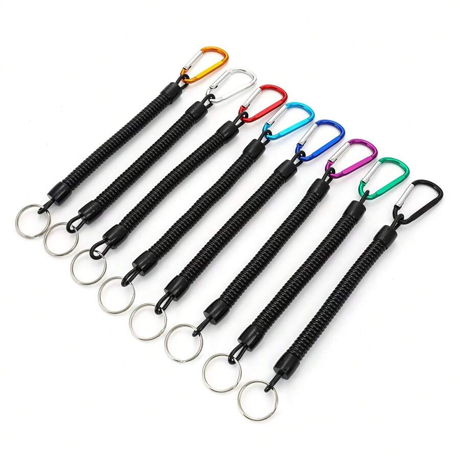1 Set Of 2 Multi-Functional Wrist Lanyards, Suitable For Fishing, Hiking, Outdoor Sports, Anti-Drop Spring Rope, Fishing Tackle Accessories (Color Random)