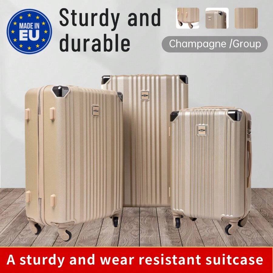 Valise de couleur complète Design européen Valise 20, 24, 28 pouces, ensemble de trois pièces, au choix, boîte à coque rigide en plastique ABS, grande capacité, étanche, renforcée, roues sonores légères, serrure de sécurité, voyage