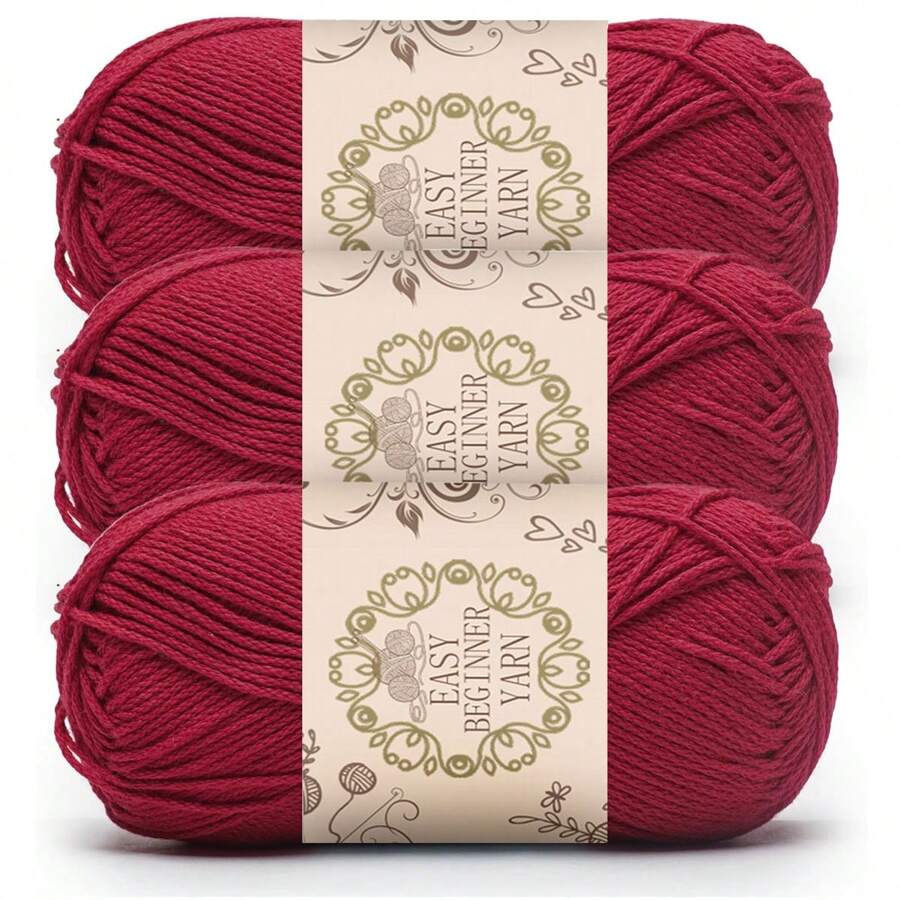 3pcs Morandi Acrylic Yarn Set - 4ply Soft Knitting & Crochet Supplies, Ideal For Making Blankets, Clothes, Tote Bags, Slippers - Variety Of Colors, 50g Each, Handcraft Essentials | Muted Yarn Set | Multi-Purpose