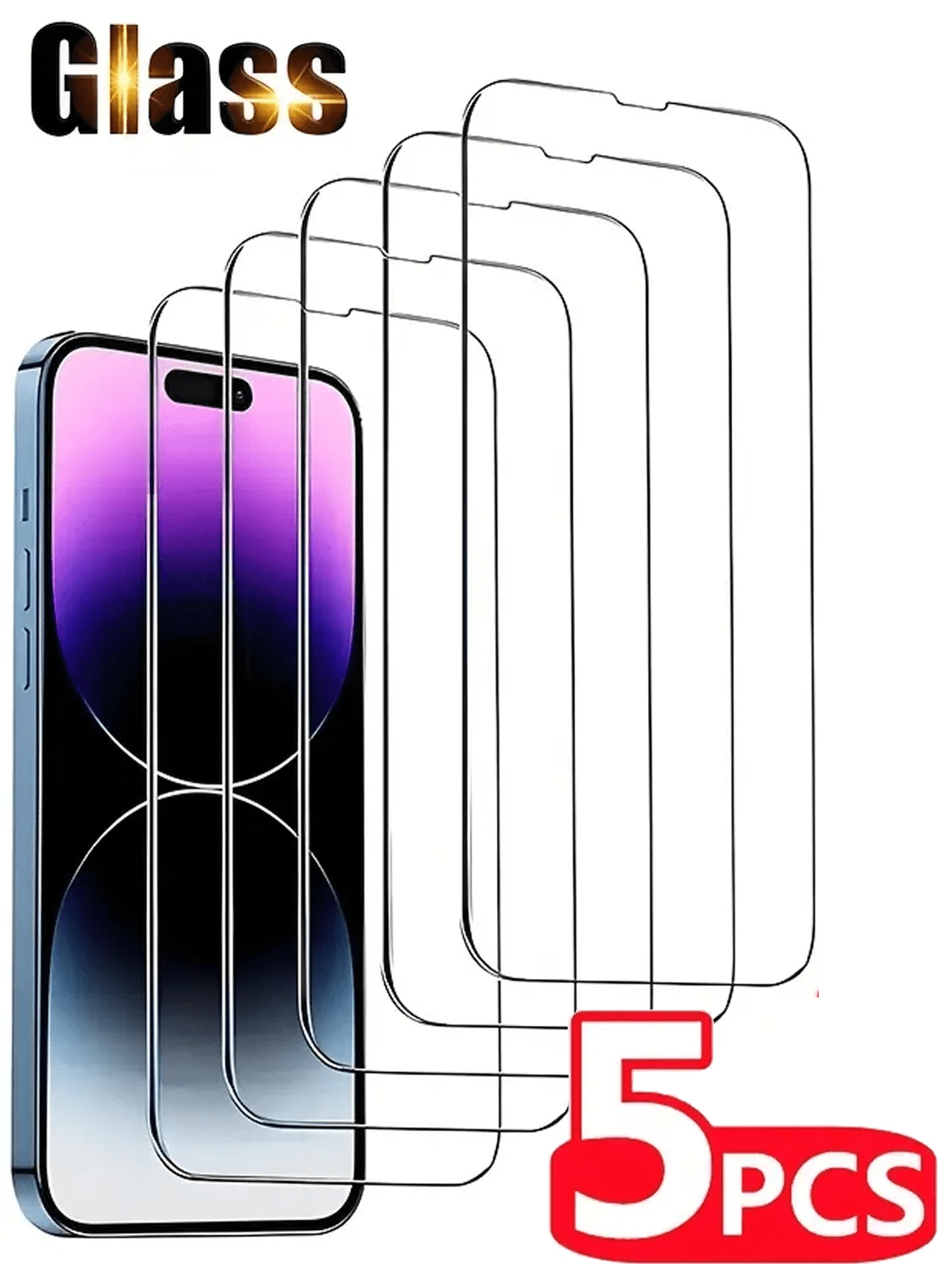 5 Stücke gehärtete Glas Bildschirmschutzfolien kompatibel mit Apple 11, 12, 13 Mini, 14, Pro, XS Max, X, XR, 6, 6S, 7, 8 Plus, SE2, SE3, 15, 16 Pro Max
