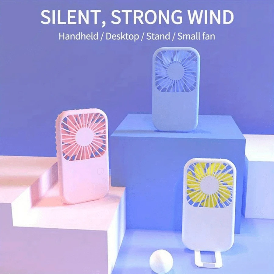 Mini ventilador de mano con batería, ventilador personal portátil pequeño, ajustable de velocidad, recargable por USB, diseño lindo, ventilador potente para pestañas, para uso en el hogar, oficina, coche, exterior, viajes, verano, playa