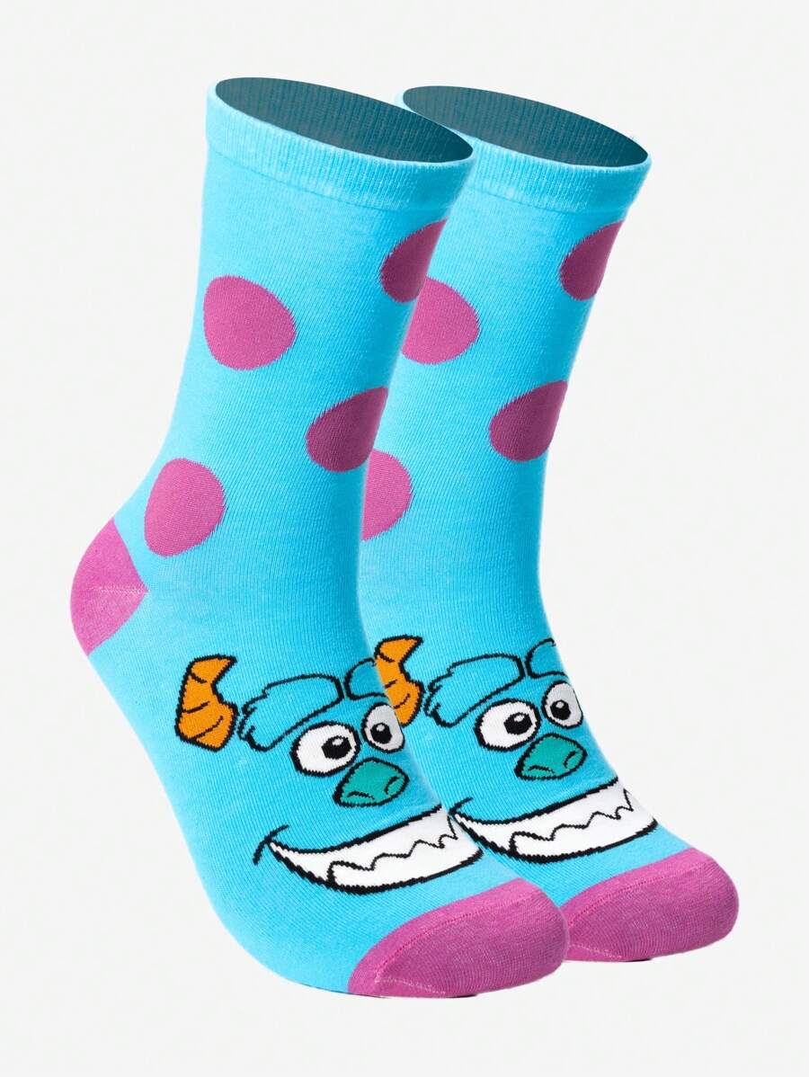 Disney Calcetines de media pantorrilla para hombres/parejas de la Universidad de Monstruos de Disney, 1 par, personalizados, divertidos, coloridos, con diseños de dibujos animados y anime creativos, regalos festivos, para mejorar el ambiente familiar, de moda, apropiados para hombres, calcetines divertidos y cómodos, locos, anime, multicolor