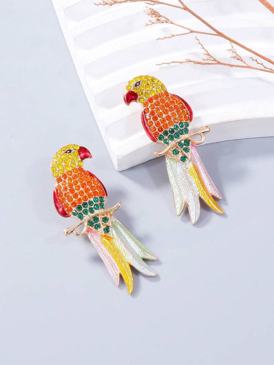 juran 1 par de pendientes brillantes con forma de pájaro, minimalistas y elegantes para uso casual