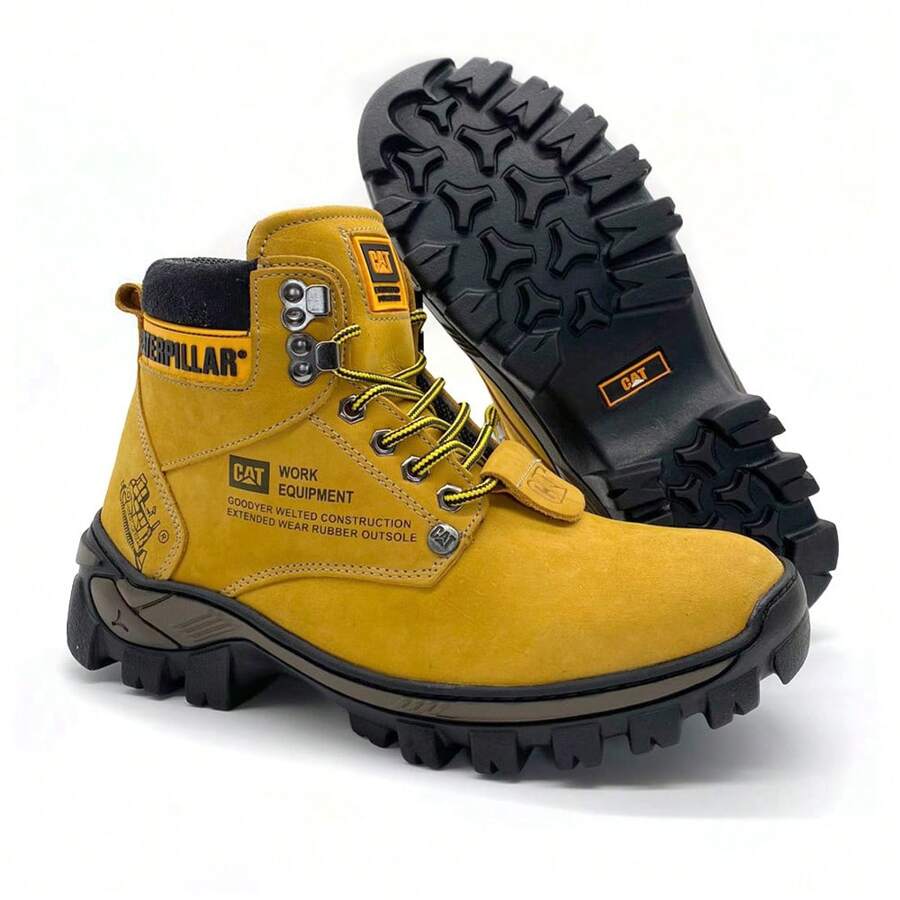 Bota Masculina Em Couro Legítimo Robusto Resistente Caterpillar Coturno