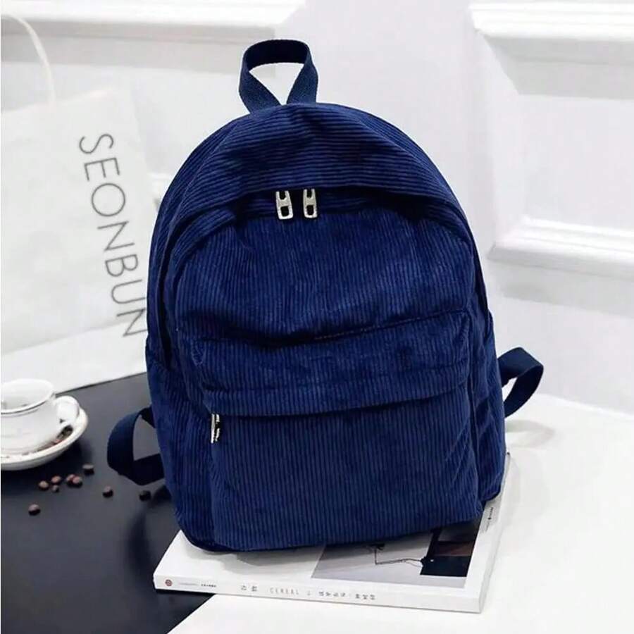 New Backpack Fashion Women Corduroy Backpack College Women Solid Color School Backpack Travel Shoulder Bags For Teenagers