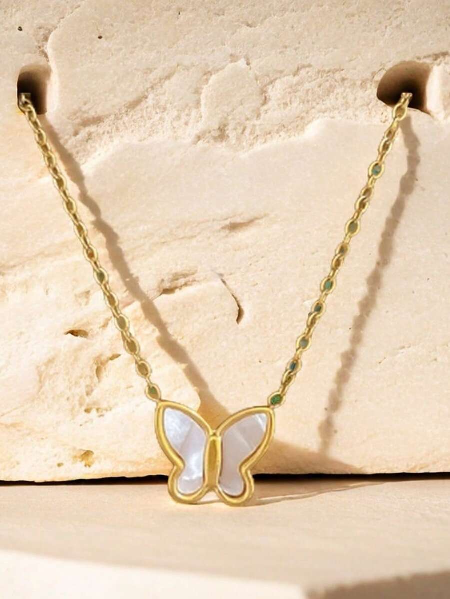 Collar colgante de acero de titanio en capas con estrella, luna y borla para mujer, sin caja