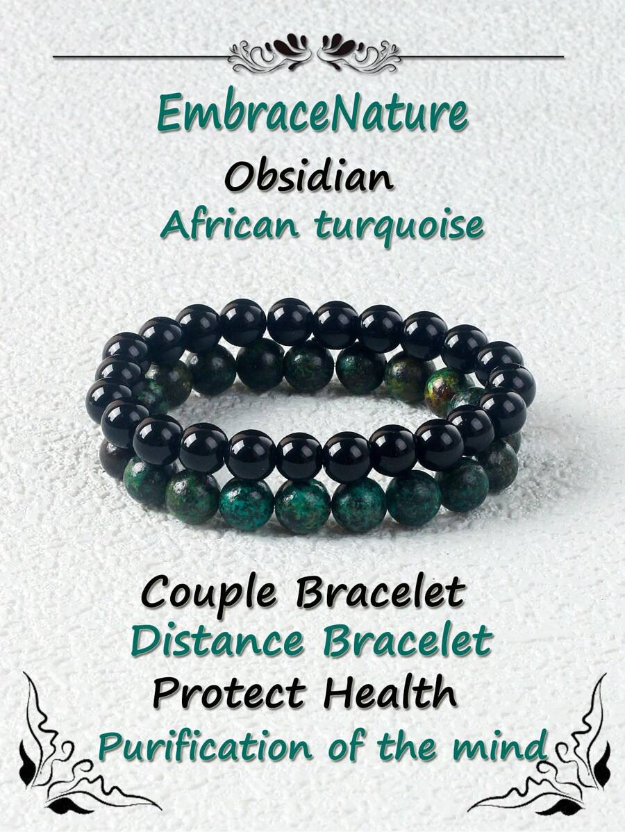 2pcs/Set Natural Stone Bracelet Amethysts Fluorite Green Aventurine Turquois 8mm Beads Bracelet Set