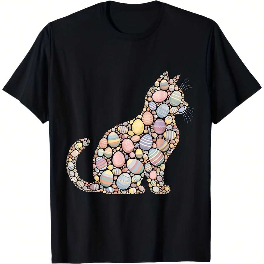 Happy Easter Day 2025 Funny Girls Cat Easter Day Women T-Shirt
