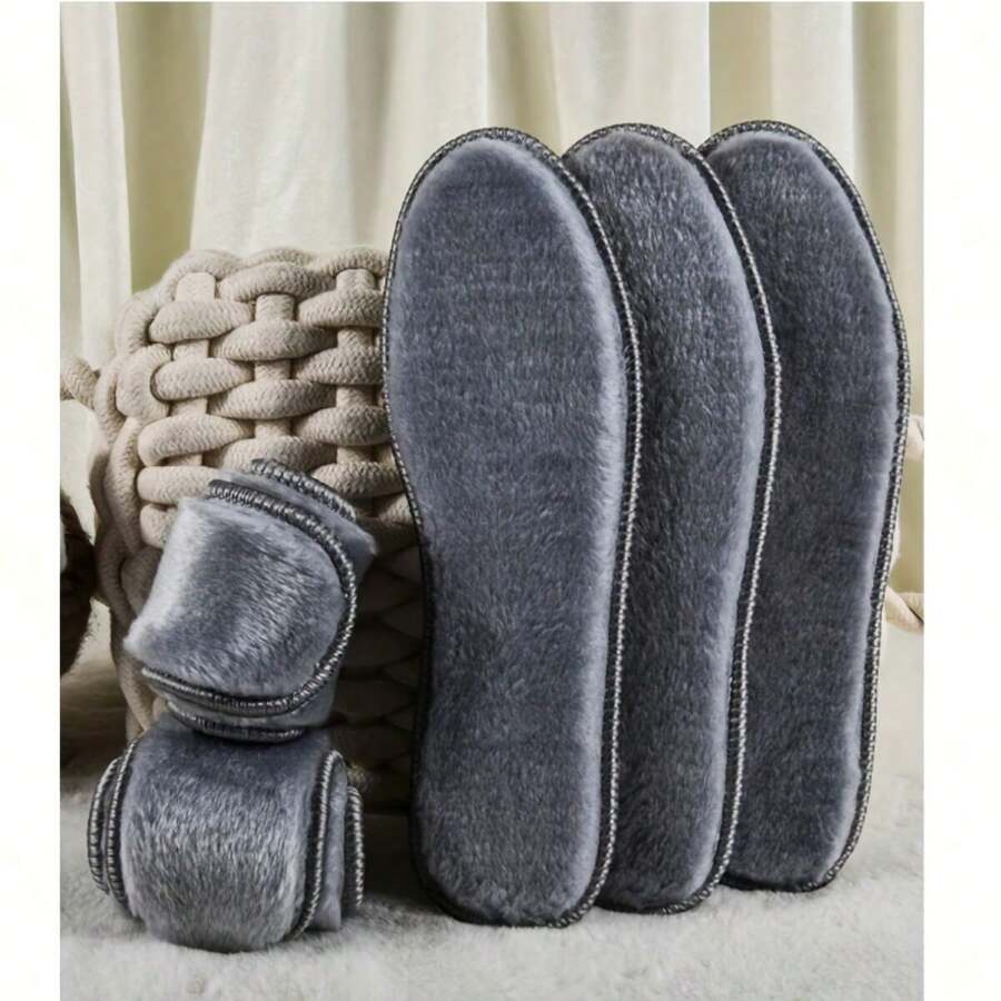 1 paar zondag Angora garens wol kasjmier warme binnenzolen dikke konijnenbont winter binnenzolen warme pluche schoenen pad binnenzolen voor mannen vrouwen (EUR35-45)
