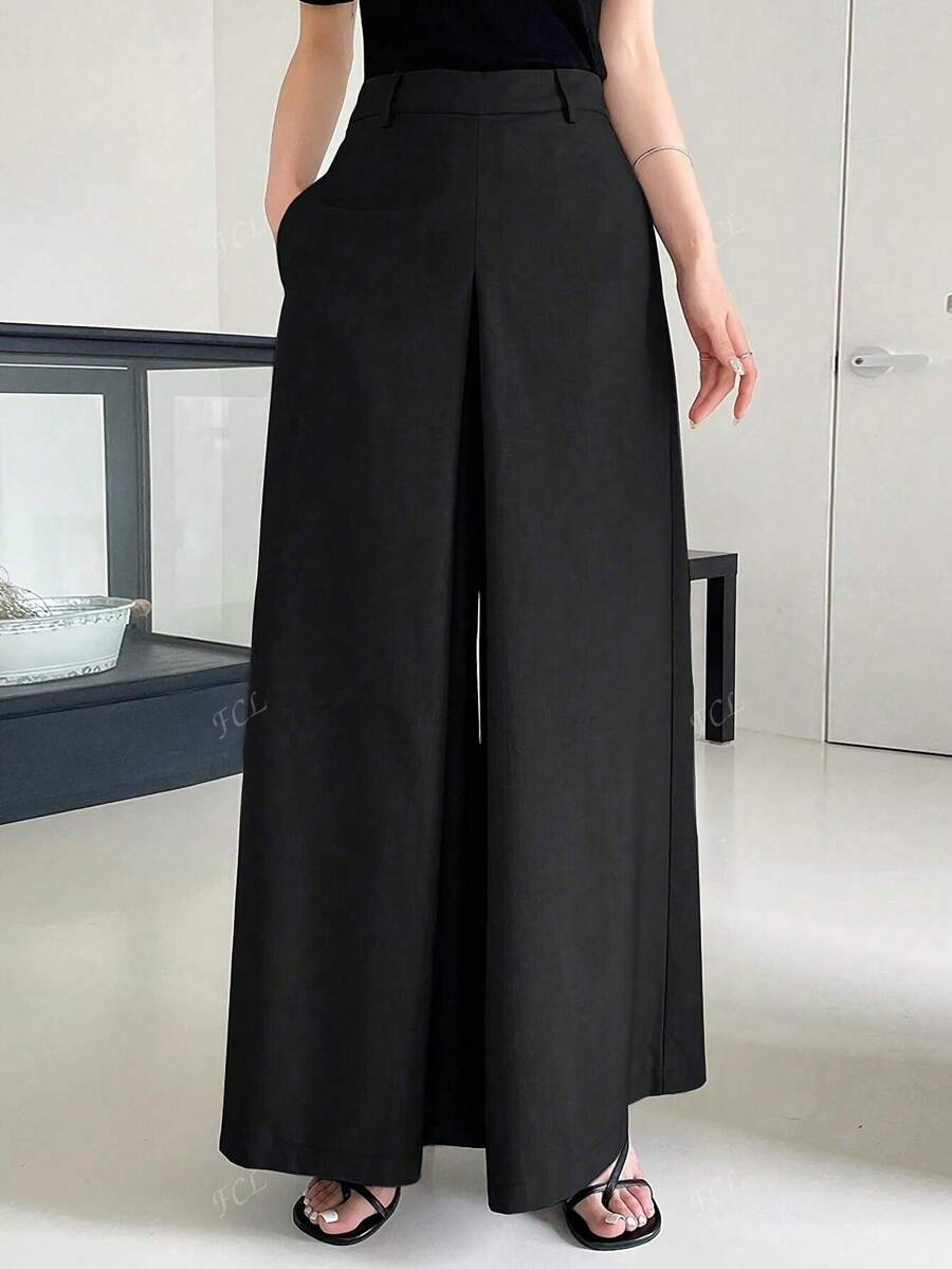 Women's Solid Color Loose Casual Commuter Wide Leg Pants