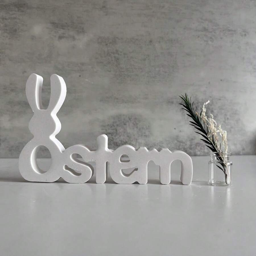 Moule en silicone en forme de lettres de Pâques, moule en plâtre et en résine pour lapin, lettre anglaise, décoration pour la maison, fait-main