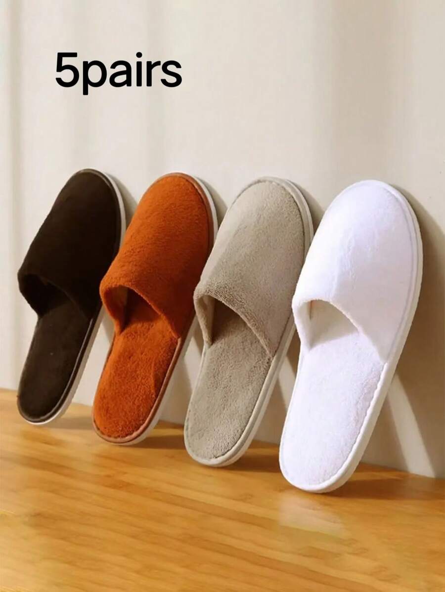 5 pares de pantuflas de lujo, suela de EVA súper suave antideslizante, estilo casual, lavables a mano/máquina, pantuflas unisex para interiores, para todas las estaciones