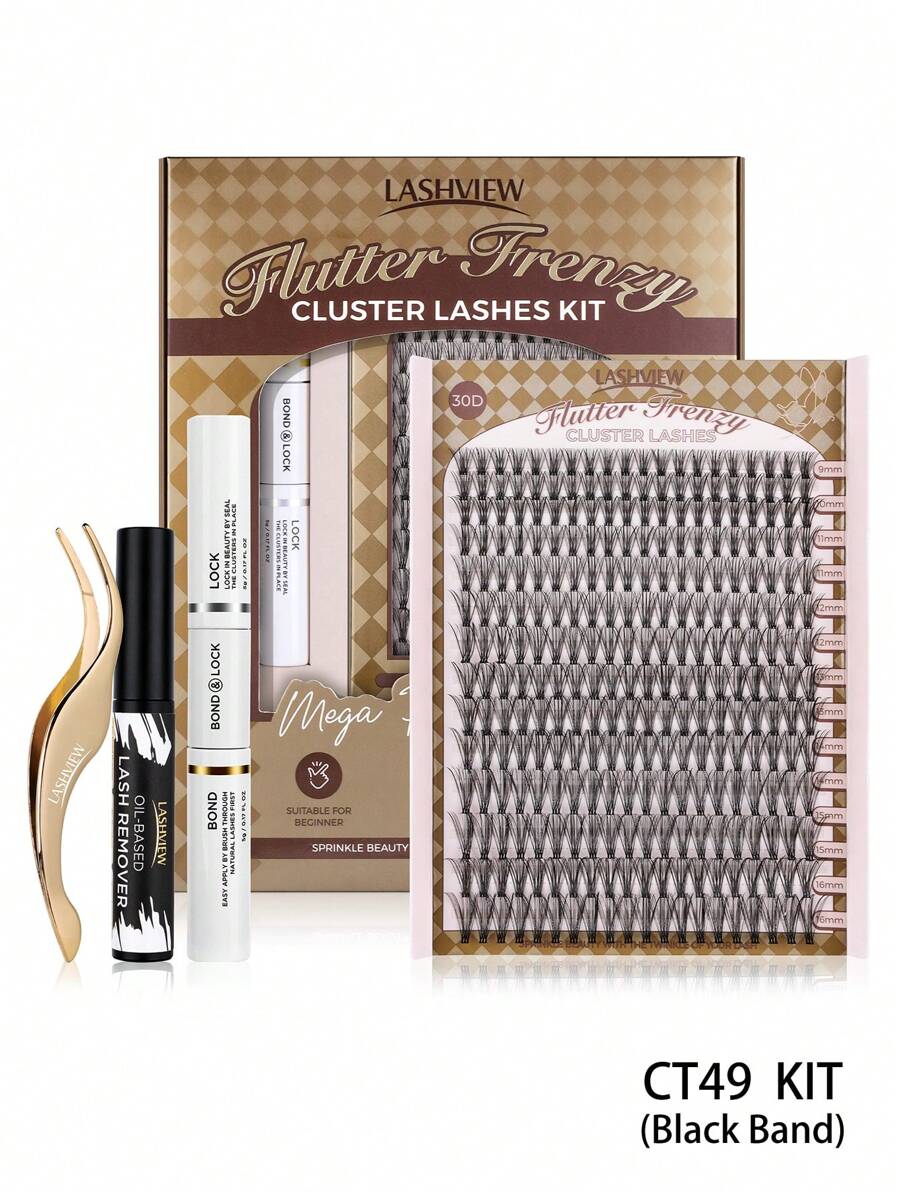 280PCS LASHVIEW 30D DIY Eyelash Extension Kit, Cluster Eyelash Extensions, Individual Lashes Kit,Individual Lashes With Glue And Tweezers