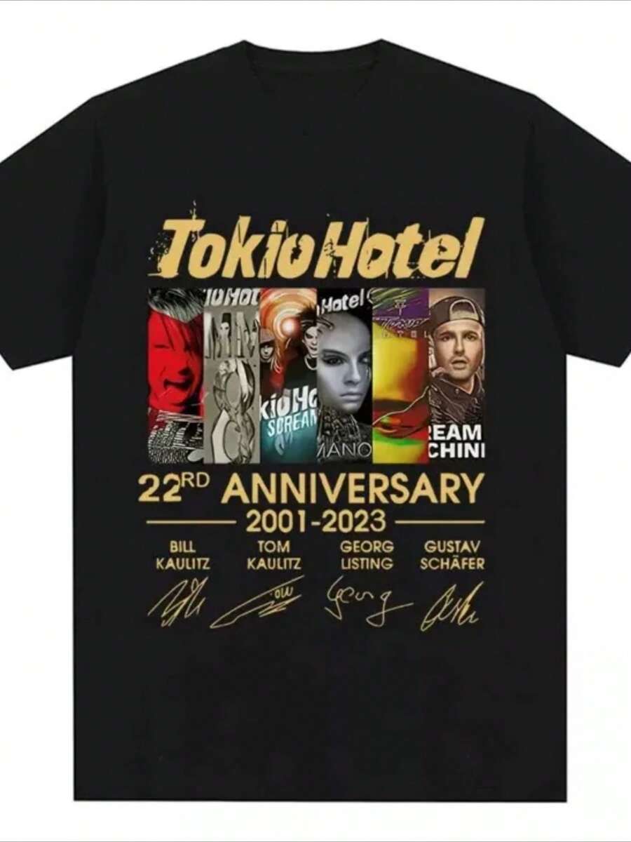 Camiseta de algodón con estampado gráfico Tokyo Hotel 220 g Camiseta 100% algodón grueso