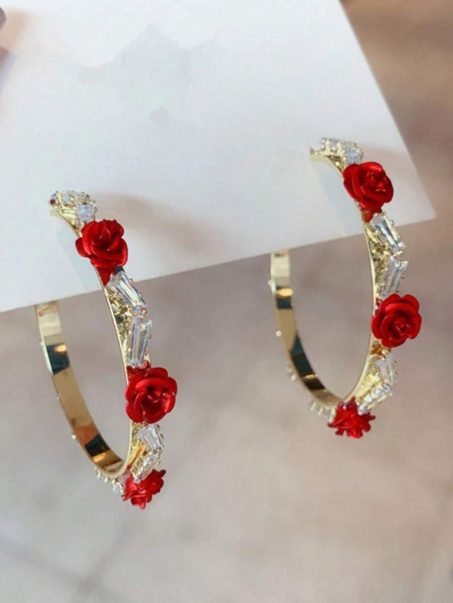 1 Paar stilvolle und süße Rosen-Ohrringe zum täglichen Tragen für weibliche Liebhaber (ohne Kartonunterlage)