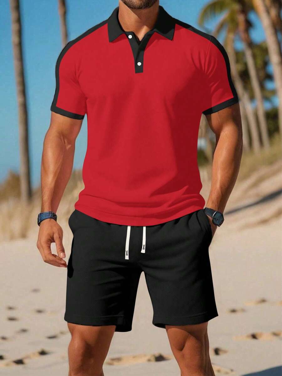 2pcs Men's Short Sleeve Polo Shirts, Summer New Solid Color Casual Sports Polos For Outdoor Camping, Wrinkle-Resistant Business Polo T-Shirts