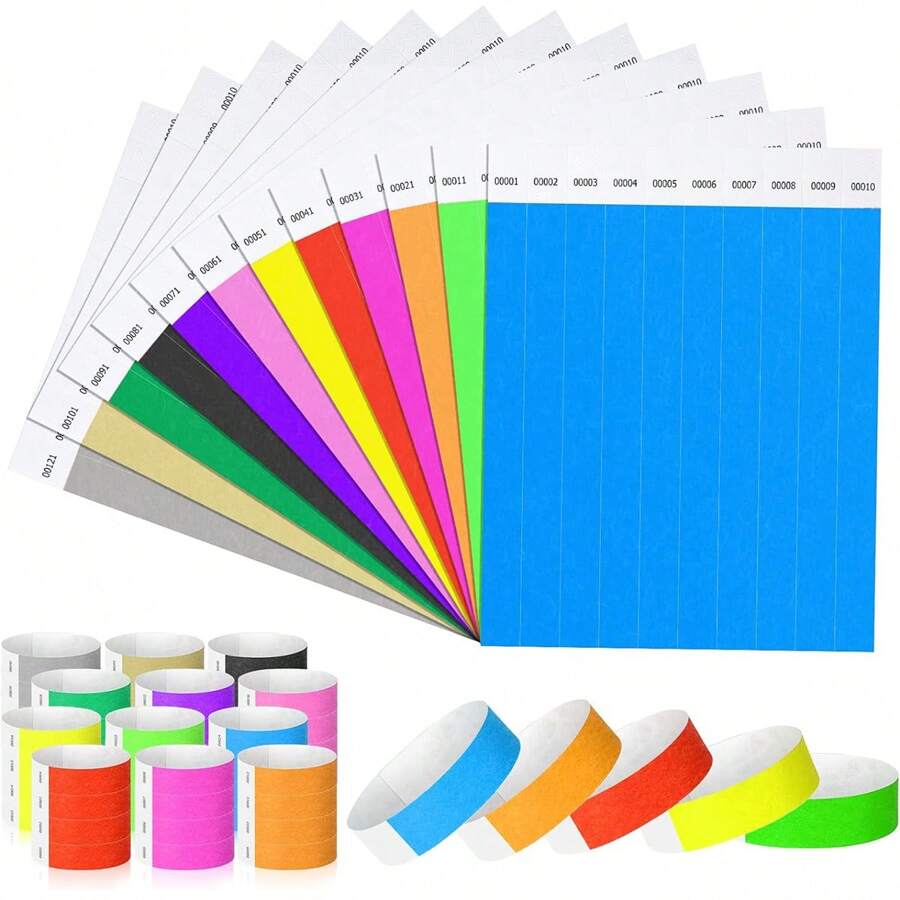100/500pcs Tyvek Disposable Luminous Paper Bracelet - Tear-Resistant ID Bracelet, Adjustable For Party, Amusement Park, Festival, Concert Entry, Suitable For Valentine's Day, Halloween, Christmas