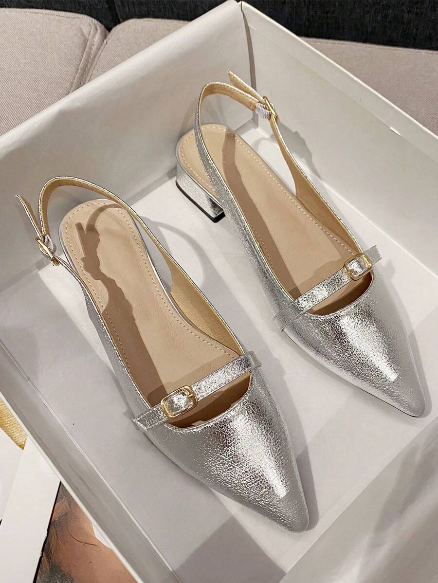 Chaussures plates à bride et talon épais à bout pointu minimaliste à la mode pour femmes