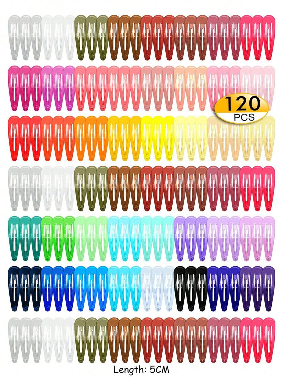 20/50/80/120 Pcs Girls Cute Random Candy-Colored Mini Snap Hair Clips, Colorful Small Barrettes Metal Hair Clips Hairpins Of Fine Hair For Daily Use