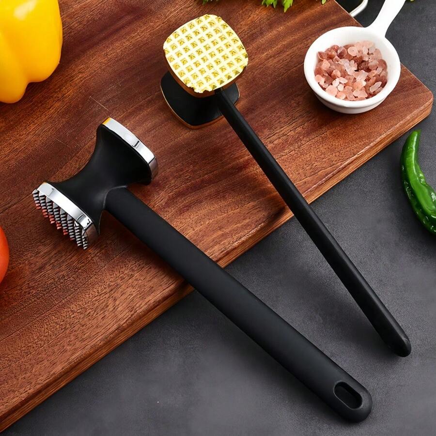 1PC Zinc Alloy Meat Tenderizer Double-Sided Meat Hammer, Steak Pork Chop Meat Hammer, Household Barbecue Marinated Meat Minced Meat Hammer Tendon Breaker, High Quality And Efficient, Multi-Functional Kitchen Tools