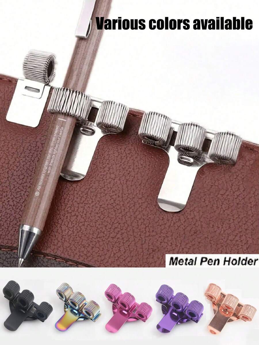Support-crayon en métal robuste avec ressort, support-crayon en acier au carbone, support pour stylo à bille, stylo plume et marqueur, boîte de rangement de bureau profilée, réglable, prise sécurisée, convient à presque tous les stylos à bille, stylos plume, marqueurs, boîte de rangement de bureau, idéal pour les journaux, les cahiers et l'usage de bureau, organisateur de maquillage, organisateur, organisateur de rangement, organisateur de soins de la peau, rangement de bureau, organisateur de papeterie, rangement pour les ongles, décoration de chambre à coucher