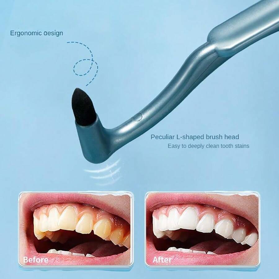 Manual Teeth Stain Removal Brush For Deep Teeth Cleaning - Portable Plaque Removal Oral Care Tool With Ergonomic L-Shaped Design, No Power Or Batteries Required