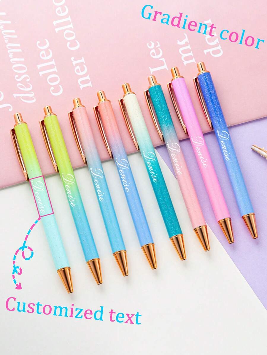 Stylo à bouton-poussoir personnalisé avec finition métallique scintillante, stylo à bille publicitaire en métal personnalisé à bouton-poussoir, stylo à bille publicitaire créatif à finition métallique scintillante, cadeau de retour à l'école, cadeau pour les enseignants/amis