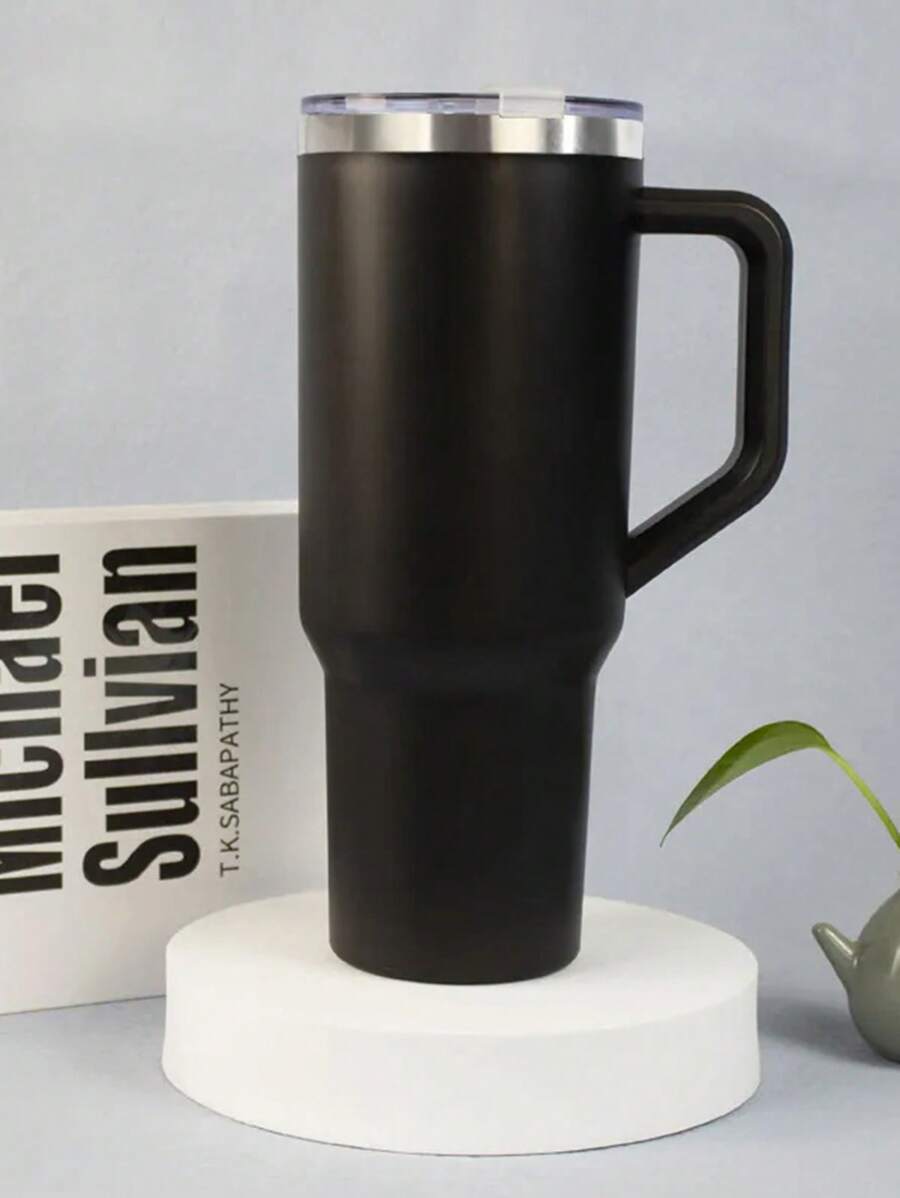 Tasse isotherme personnalisée de 1200 ml / 40 oz, bouteille d'eau en acier inoxydable, tasses à café avec anse, boissons isothermes pour l'extérieur, mug isotherme pour voiture à double paroi, couvercle avec paille en acier inoxydable