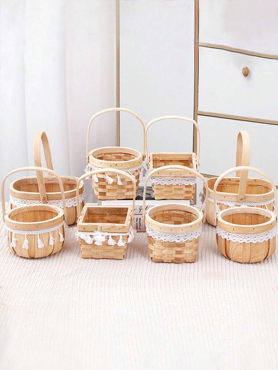 1pc Handwoven Flower Basket, Gift For Women's Day, Teacher's Day, Mother's Day, Succulent Basket, Storage Basket, Rattan Gift Basket