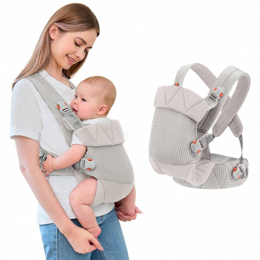 Portabebés recién nacido IULONEE, portabebé suave y ligero | Ergonómico, con soporte ajustable para el cuello, ideal para recién nacidos de 7-45 libras, con mayor comodidad y soporte