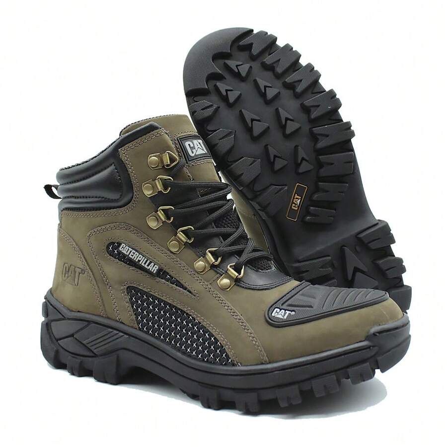 Coturno Bota Masculino Motoqueiro Proteção Marcha Moto Adventure Couro Caterpillar