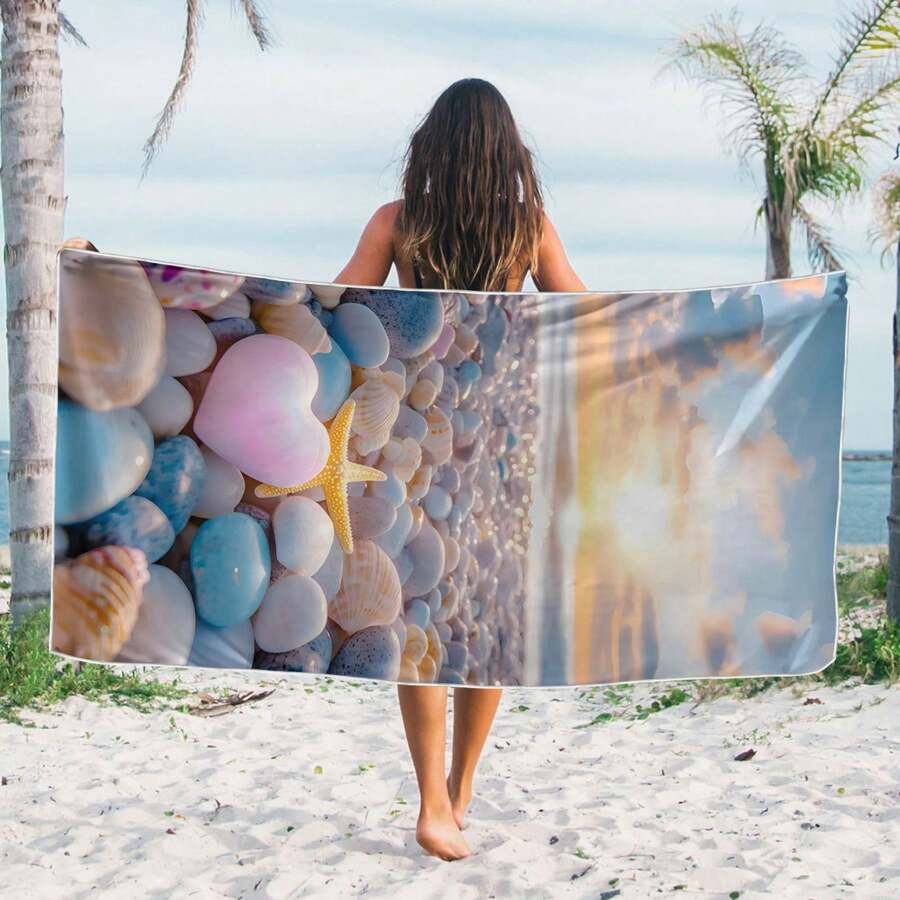 1 pièce Serviette de plage en forme de cœur, cadeaux pour les voyages, les vacances, la piscine, le camping, essentiel pour les adultes, les femmes et les hommes en été, vacances