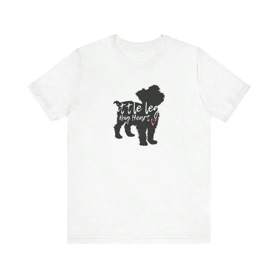 100% Cotton Little Legs Big Heart- Scruffy Unisex Jersey Short Sleeve Tee Designer Clothes Slightly Versatile Stylish Homme Print Round Neck Short Sleeve Comfortable Top For Everyday Wear Casual For Women Breathable Fashion Summer Graphic Stretched Soft Streetwear