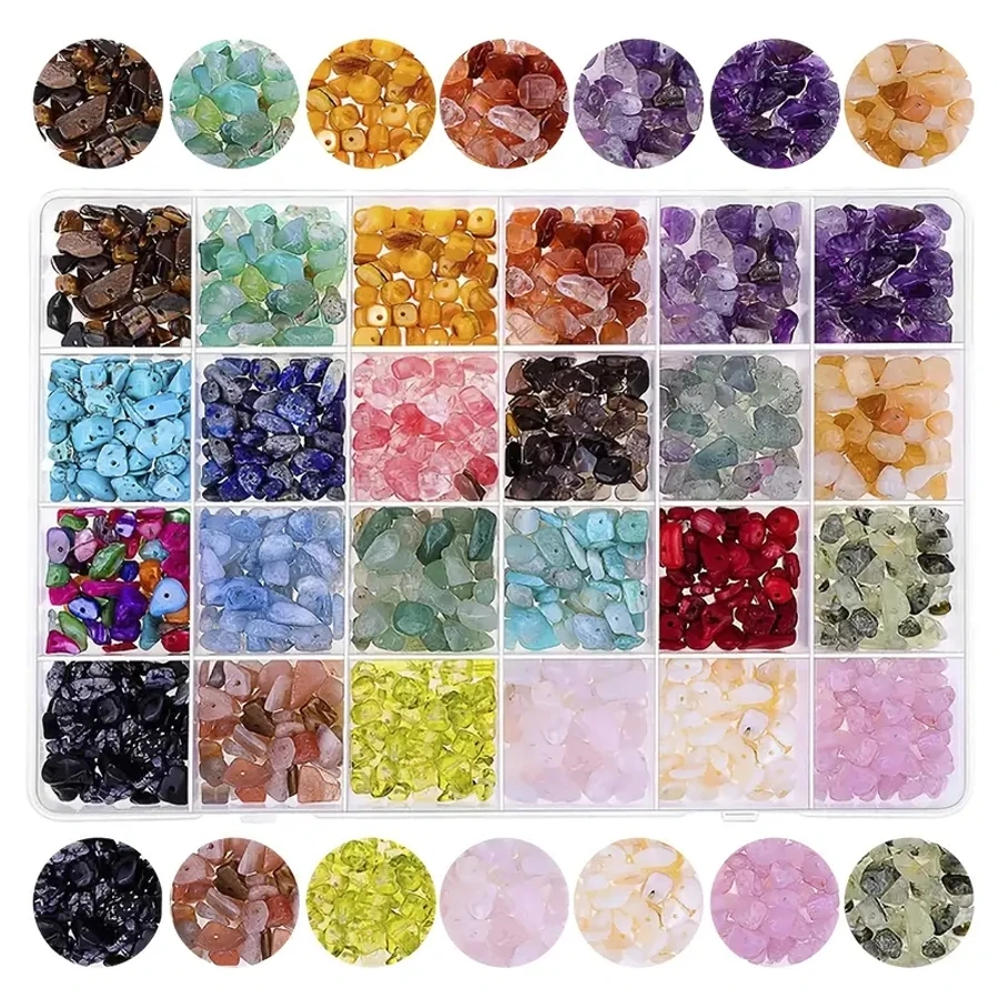 850 piezas Cuentas de piedra natural asimétricas Kit de elaboración de joyas DIY para pulseras, aretes, collares y diversas decoraciones
