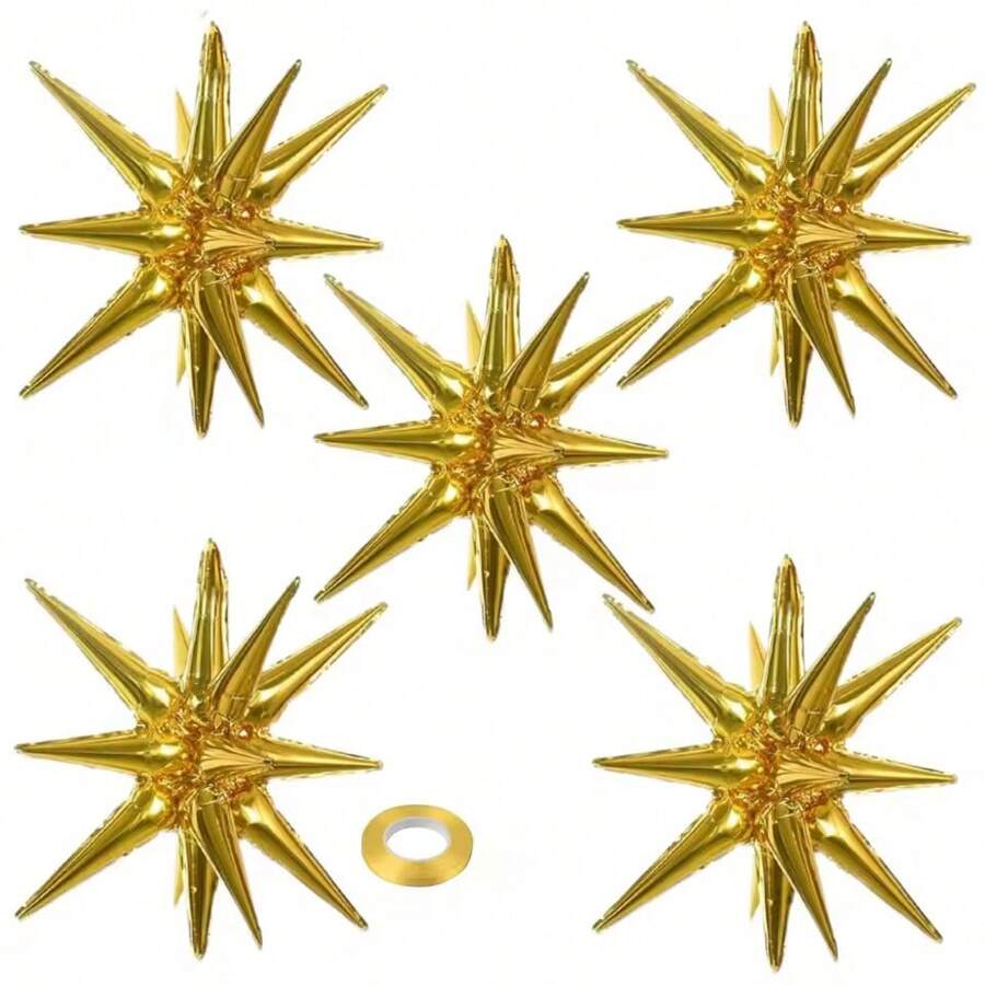 5Pcs 4D Star Foil Balloons Star Explosion Balloons 22inch Balloons Christmas Birthday Wedding Party Decor