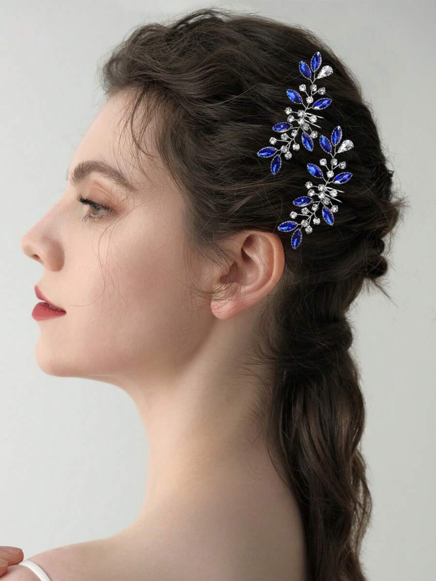 2 Stücke elegante Kristall Diademe & Haarclips für Frauen, Braut Hochzeit Haarzubehör
