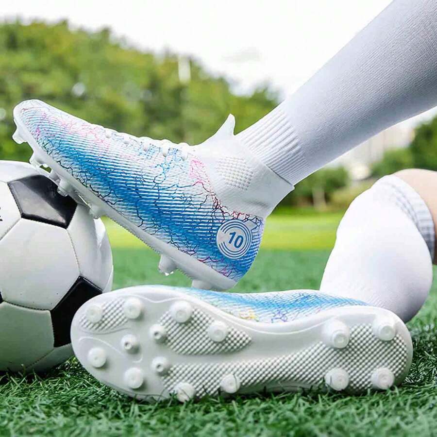 Men's Soccer Shoes High-Top Soccer Cleats Outdoor Breathable Athletic Professional Spikes Youth Boys Football Shoes Unisex