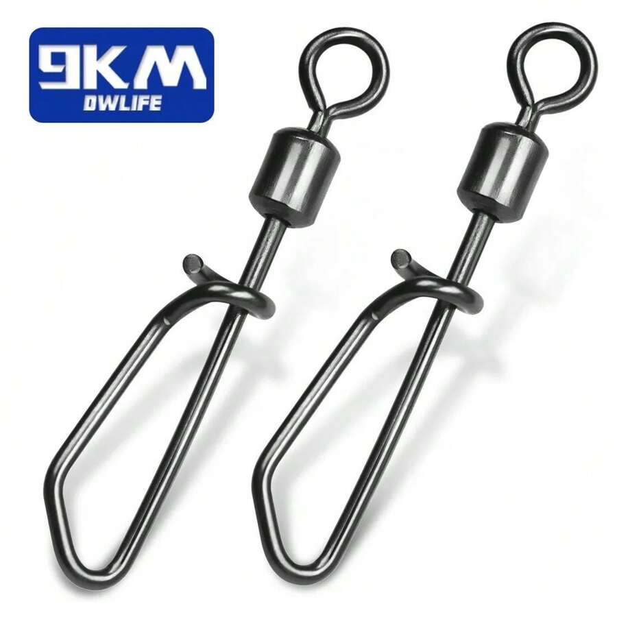25Pcs Fishing Stainless Steel Snap Fishing Rolling Swivels Saltwater Fishing Coastlock Snap Connector Tackles