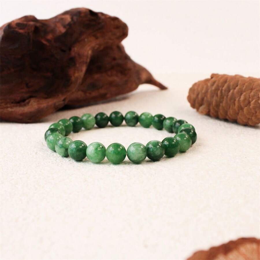 1pc Fashionable Elegant Aventurine Stone Stretch Bracelet, Suitable For Everyday Wear For Women, Bringing Hope And Courage