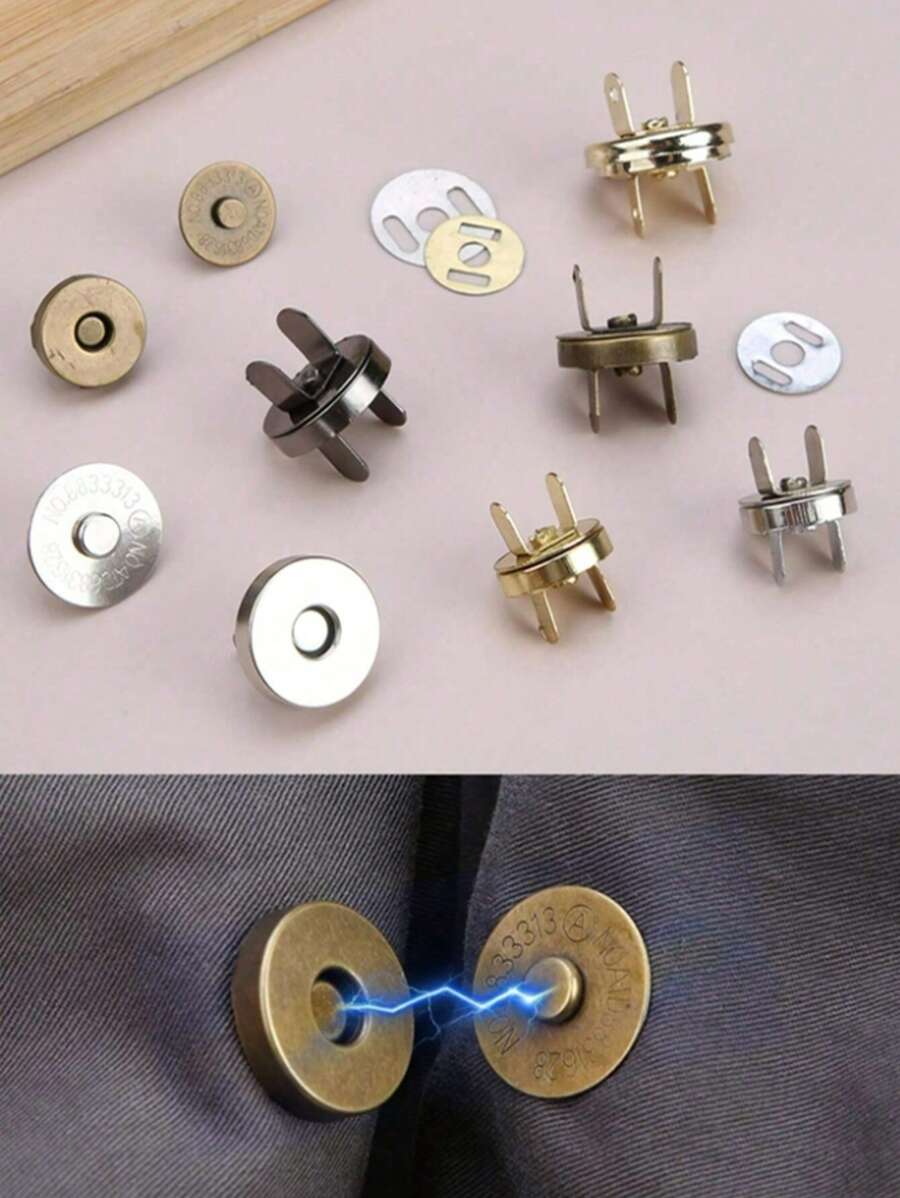 1/3/6pcs Magnetic Alloy Snap Closure, Hand Sewn Magnetic Snaps For DIY Fashion Crafts, Vintage Bag Metal Clasp Turn Locks Twist Button, For Shoulder Bags & Clothes, Diy Crafts Accessory, For Diy Handbag, Leather Craft Bag Purse, Hardware Elegant Golden Bag Accessories, Handmade Bag Accessories