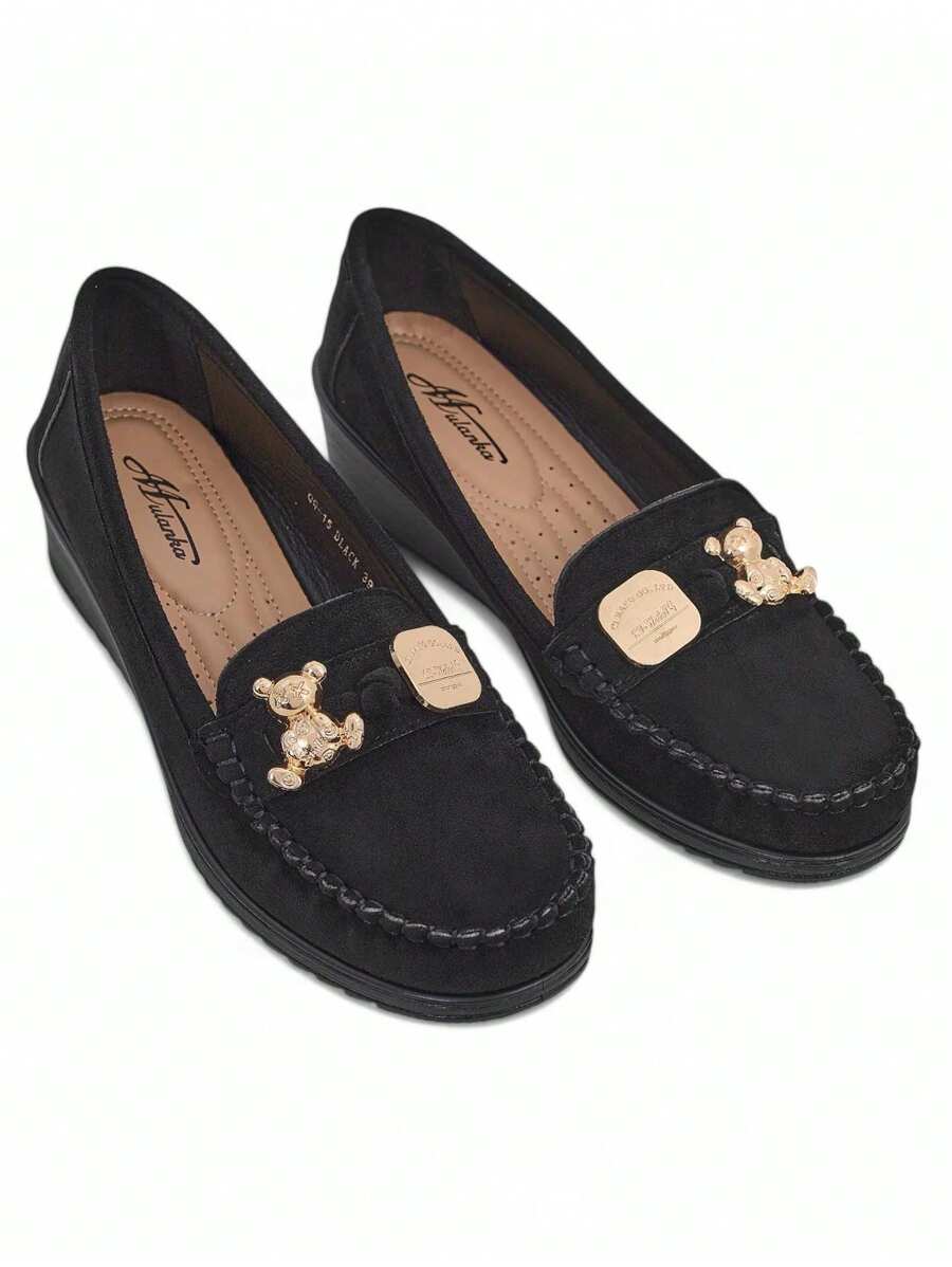 Royalfashion Dames Mocassins Op Een Lage Wedge Mollan