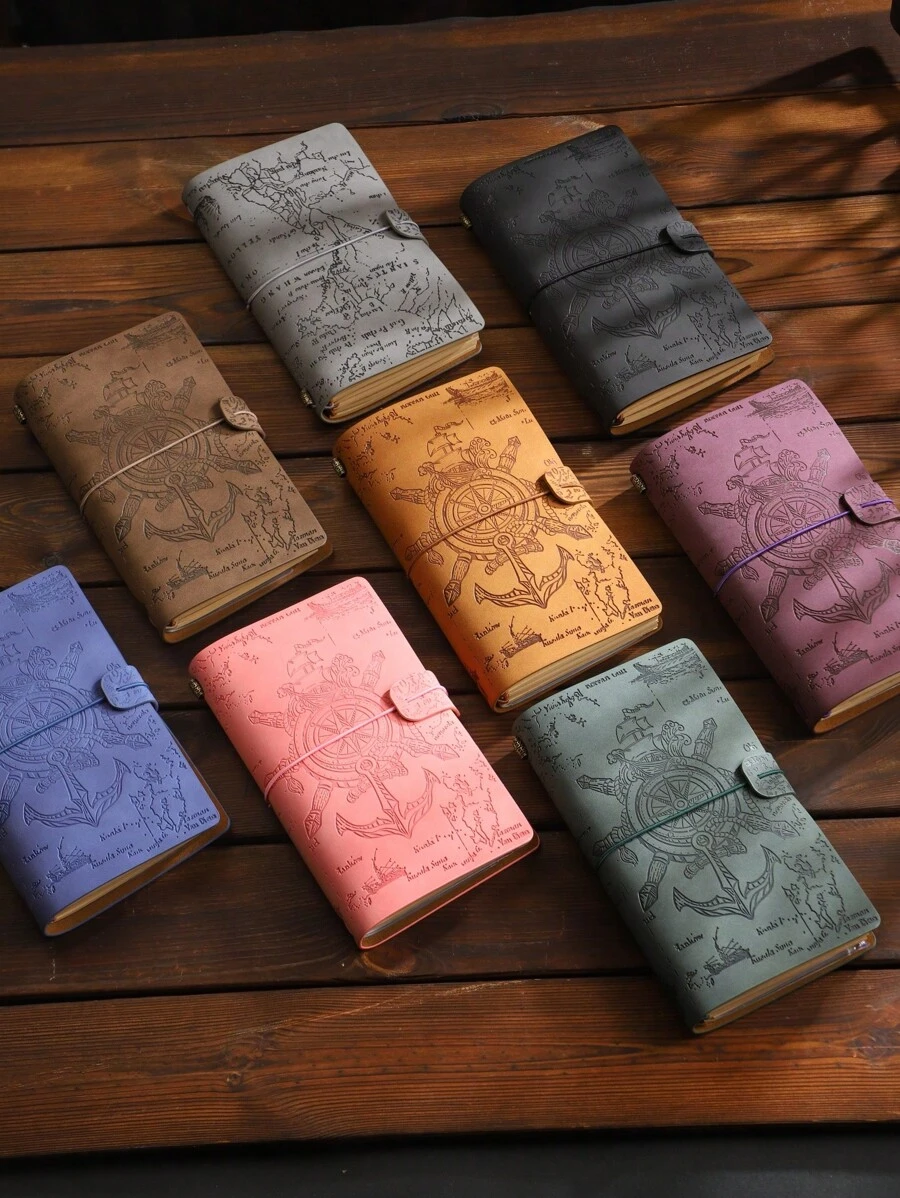 1 Cuaderno de viaje de piel suave de estilo pirata tamaño A6 de hojas sueltas vintage, adecuado para registro de notas en diversas ocasiones, útiles escolares, vuelta al colegio