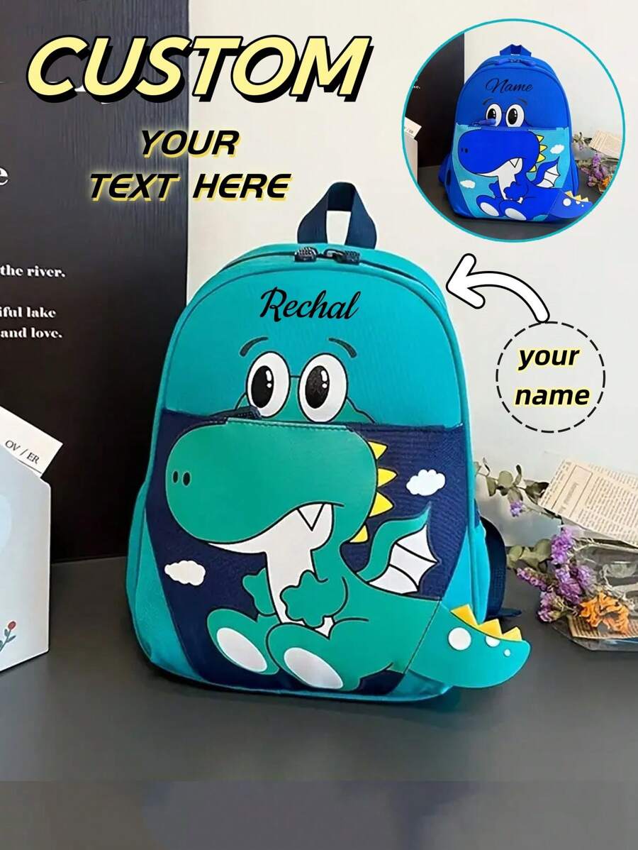 Zaino personalizzato con nome personalizzato o messaggio di vacanza. Personalizza il tuo zaino. Zaino leggero, alla moda, carino, kawaii e versatile con più tasche, con stampa tridimensionale di unicorno o dinosauro. Molto adatto per le ragazze.