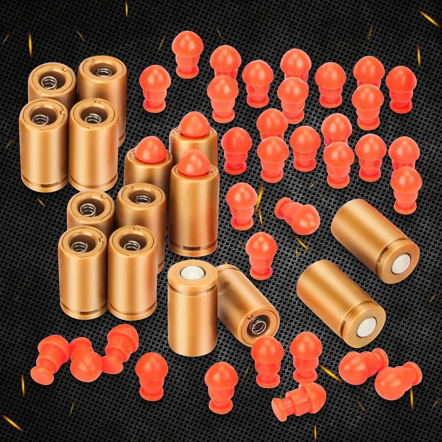 Kit de carcasas y balas blandas, accesorios reutilizables para diversión llena de acción - Ajuste perfecto para múltiples pistolas de juguete, duradero y seguro