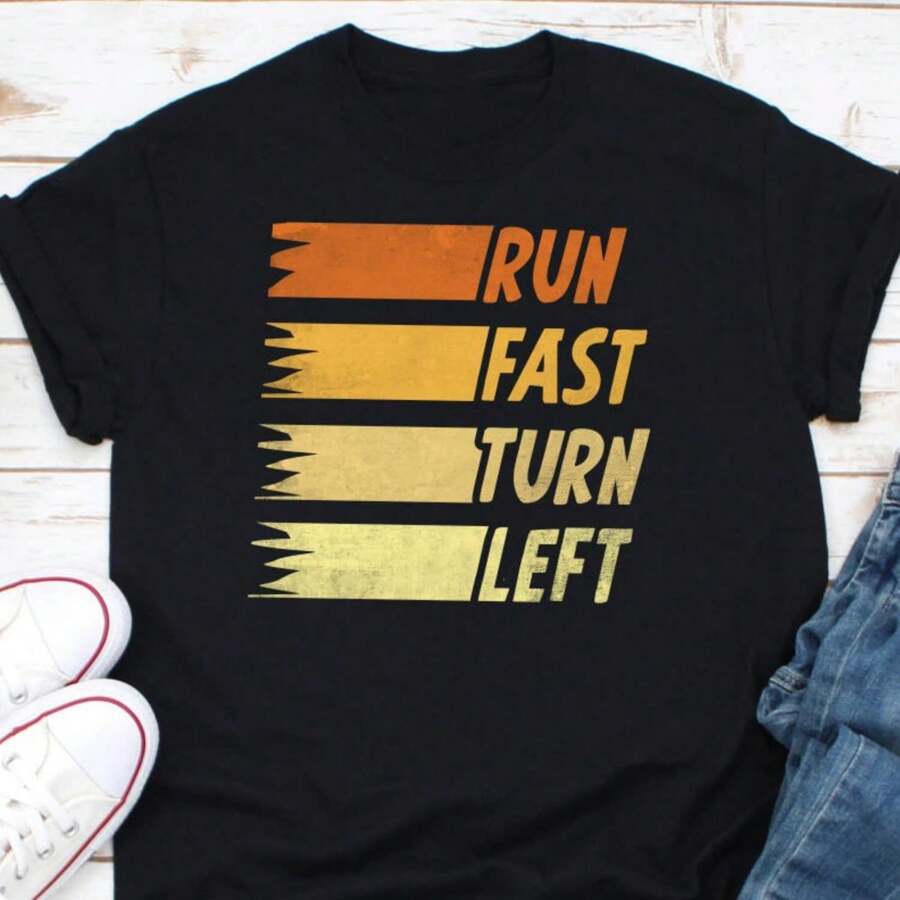 Track And Field T-Shirt, Run Fast Turn Left, Athletics Shirt, Gift For Track Runner, Funny Track Meme, Run Lovers Shirt, Marathon Day Shirt