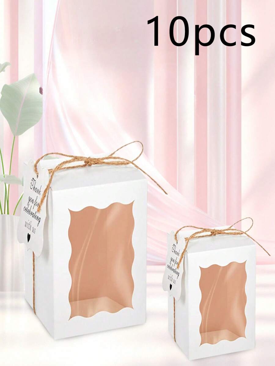 Set de 10 cajas transparentes cuadradas con ventana, bolsas para regalo de maceta de flores, pastel, para Día de la Madre, regalos de dama de honor, regalos de graduación, regalos de cumpleaños, regalos de boda