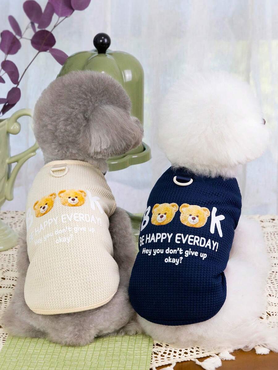 Pet Clothes Funny Text Printed Dog Vest, Lightweight Cat Pet Apparel For Spring/Summer