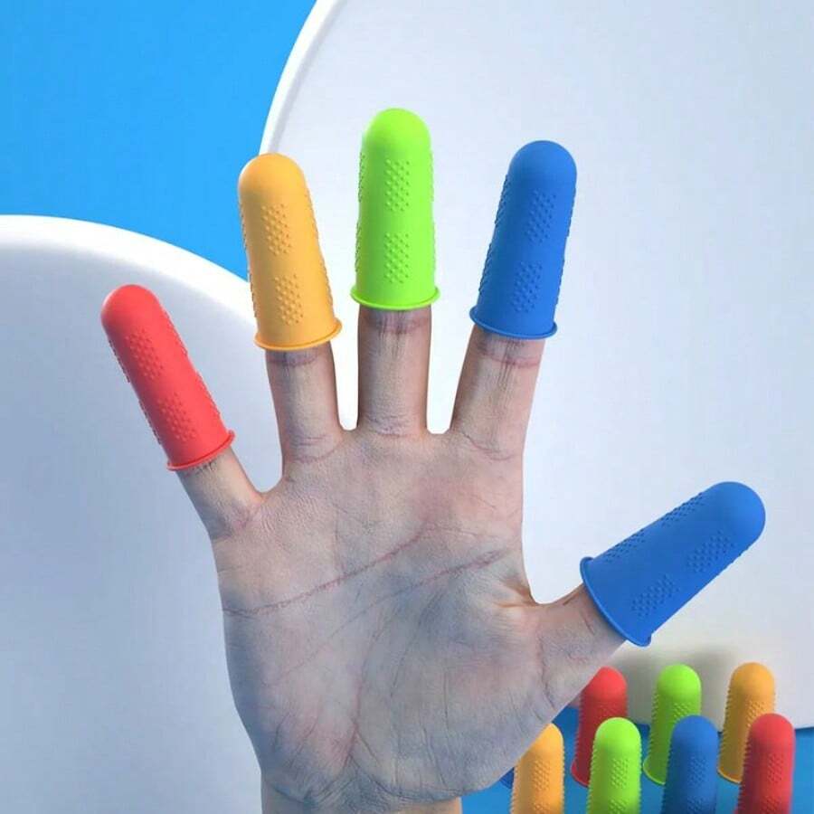 طقم من 5 قطع غطاء سيليكوني للأصابع لحماية الأطراف و الوقاية من الاحتكاك المضاد للبكتيريا، واقي فردي للأصابع، مجموعة واقي للأصابع