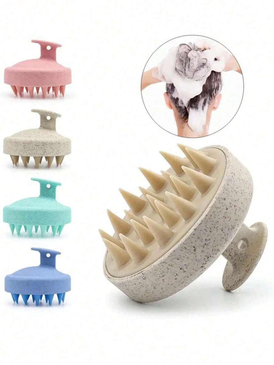 1pc Scalp Massage Brush, Wheat Straw Hair Washing Tool, Silicon Hair Brush, Soft Silicone Tooth Shampoo Brush, Massage & Cleansing Scalp Brush, Scalp Exfoliating Scrub, Dandruff Removal Tool, Suitable For Both Men And Women, Back To School Supplies