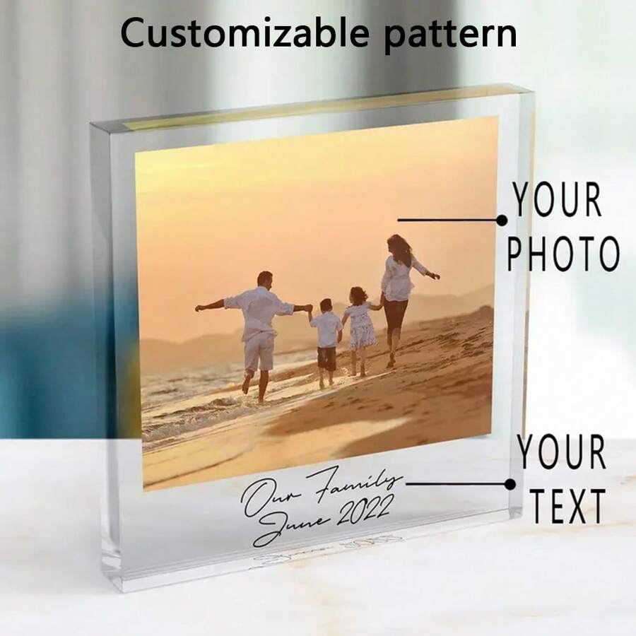 1 Piece Customizable Acrylic Photo Text Plaque - Personalized Image Block, Perfect Gift For Your Loved Ones For Thanksgiving, Christmas And New Year